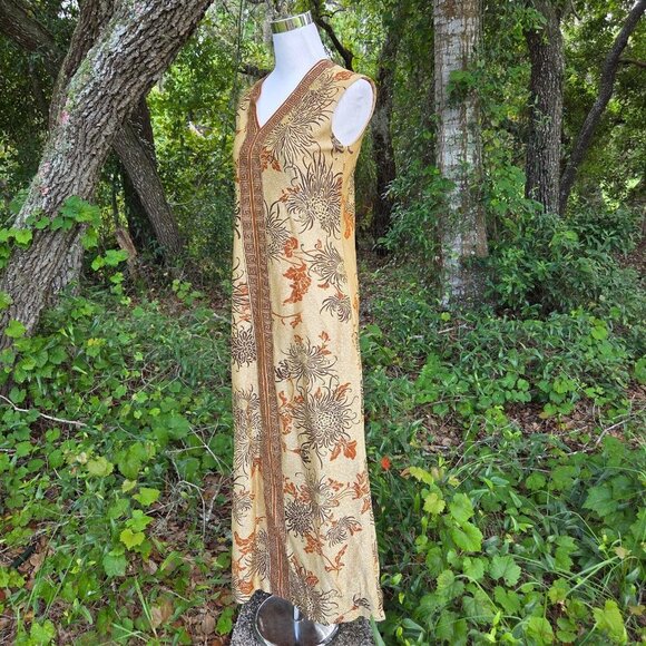 VINTAGE 1960s ALFRED SHAHEEN 2 PIECE JACKET MAXI GOLD HAWAIIAN DRESS Size 10‎ - Picture 14 of 16